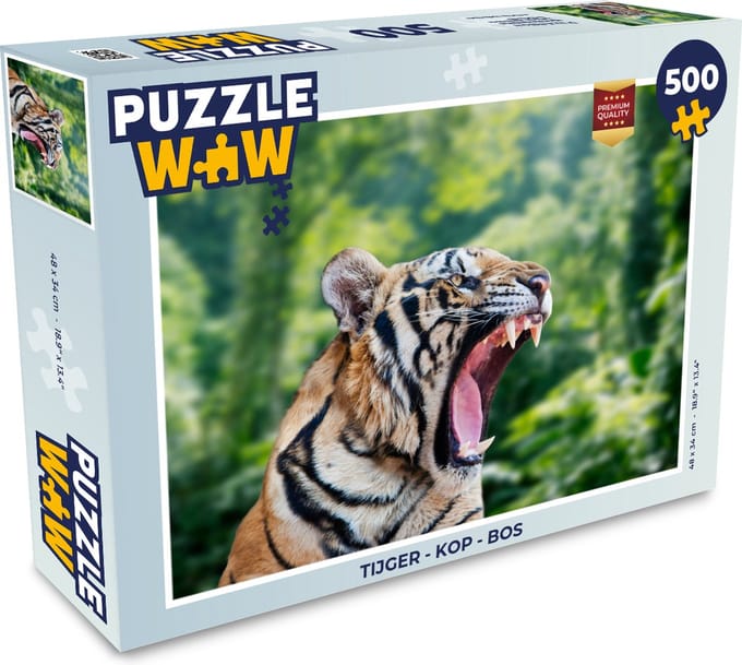 Puzzel Tijger - Kop - Bos - Legpuzzel - Puzzel 500 stukjes