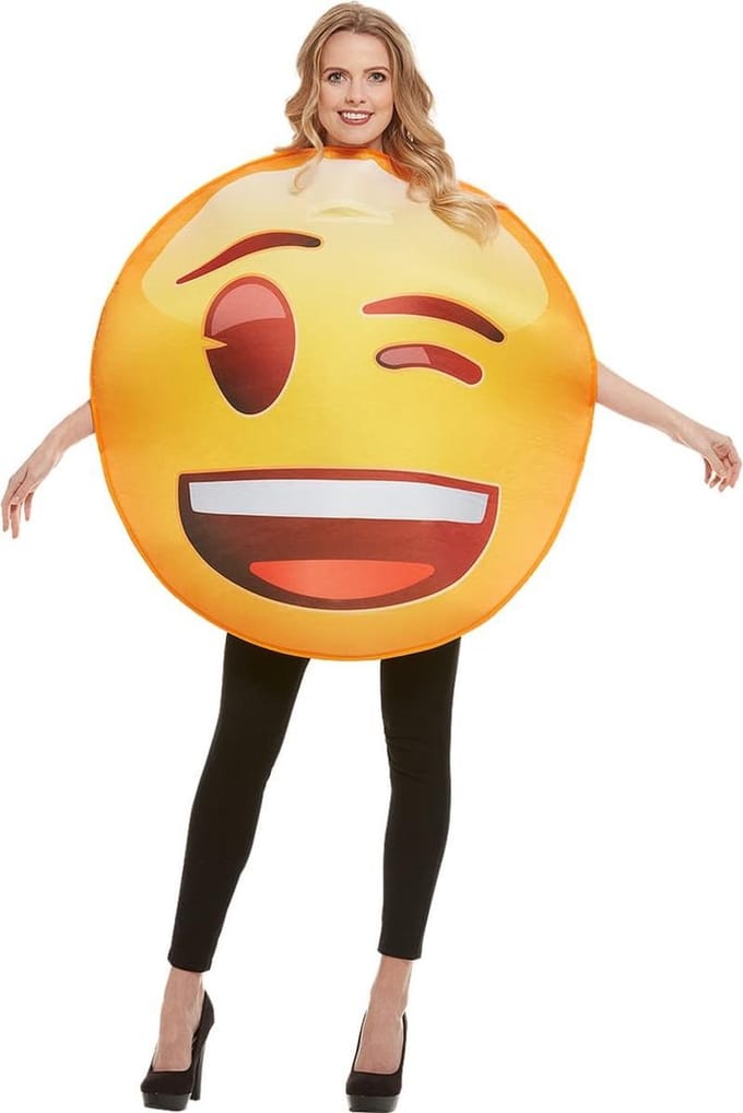FUNIDELIA Emoji Knipoog Kostuum - Maat: One Size
