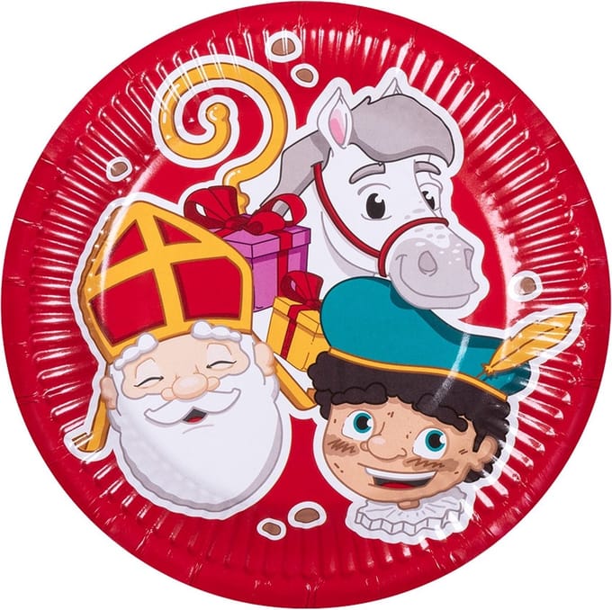 Boland Feestbordjes Sinterklaas 18 Cm Karton Rood 6 Stuks