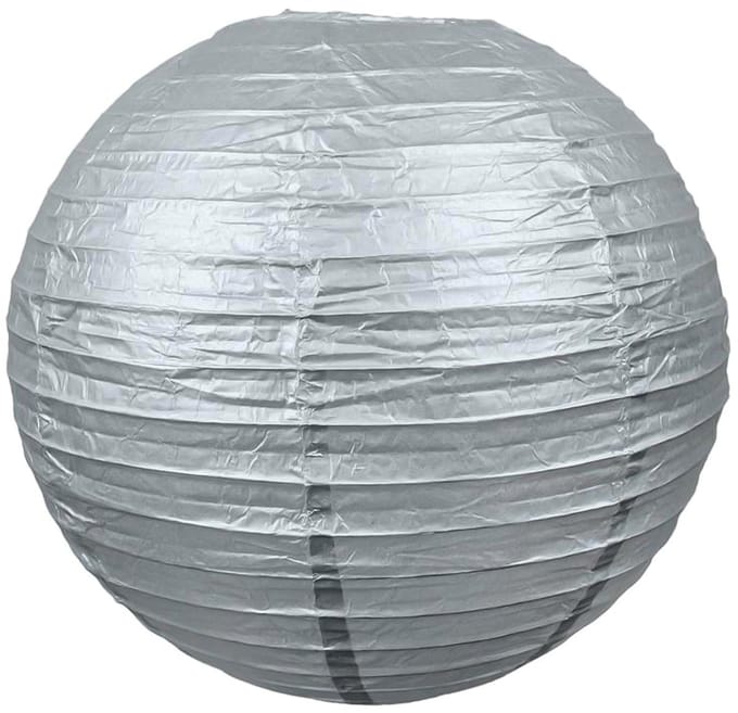 PARTYPRO - Decoratieve zilveren Japanse papieren lantaarn 35 cm