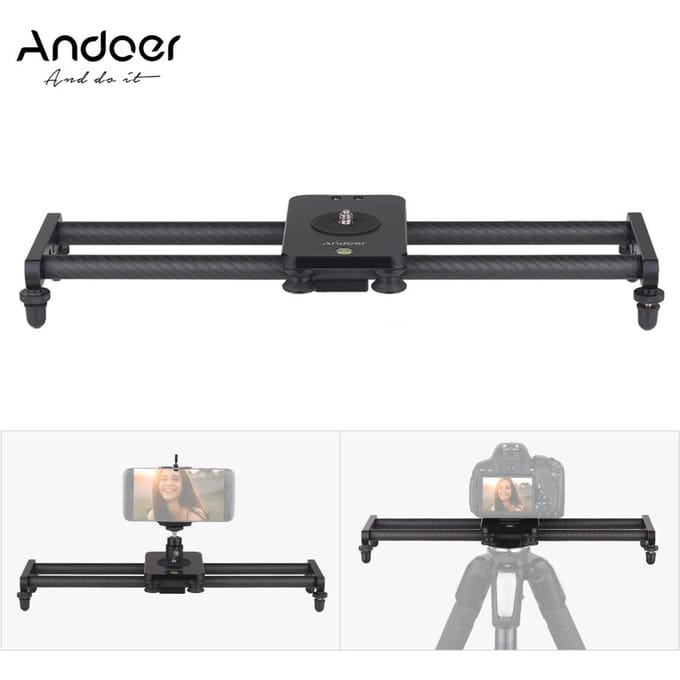 40 cm/15 inch Koolstofvezel Camera Track Slider Video Stabilisator Rail zwart