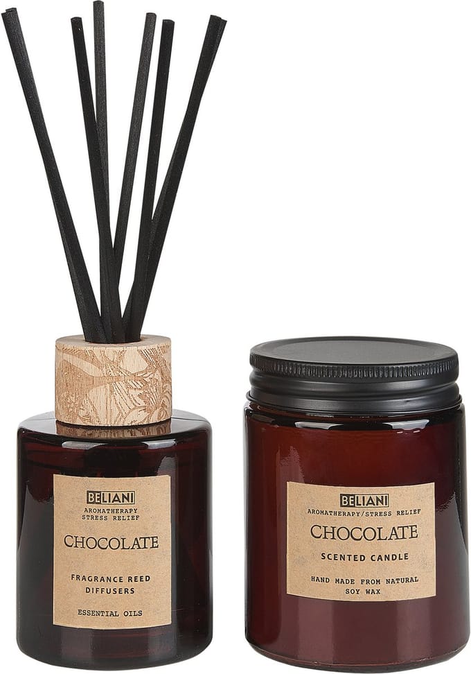DARK ELEGANCE - Geurkaars met geurstokjes - Chocolade - Soja wax