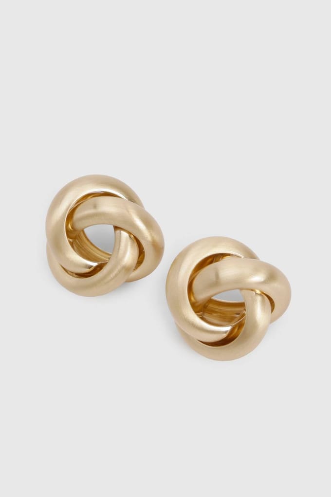 boohoo Dames Geborstelde Knoop Stud Oorbellen | Goud