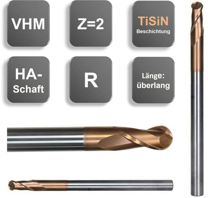 VHM Radiusfrees Extra Lang - Verschillende Diameters en Kleuren