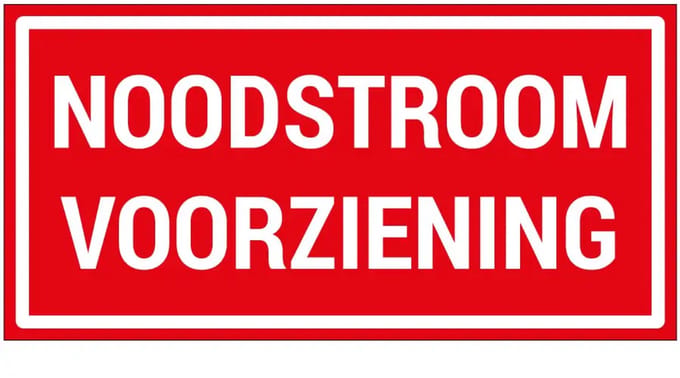 Noodstroomvoorziening sticker | 30 x 15 cm