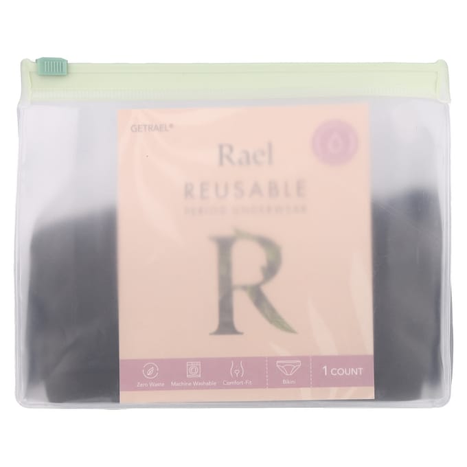 Rael, culotte menstruelle réutilisable, bikini, extra large, noir, 1 pièce gray