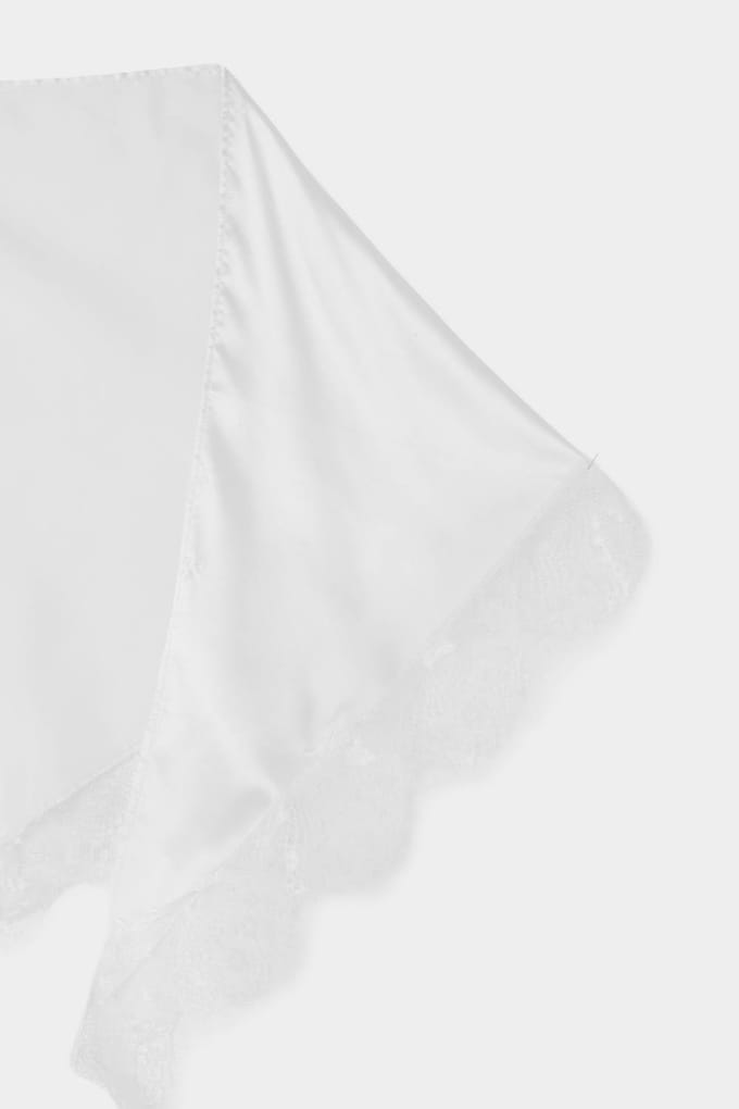 boohoo Dames Satijnen Sjaal Met Kanten Rand | Wit