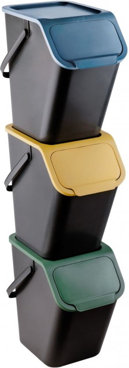 Practic - Prullenbak - Set van 3 bakken - 25 liter - Zwart