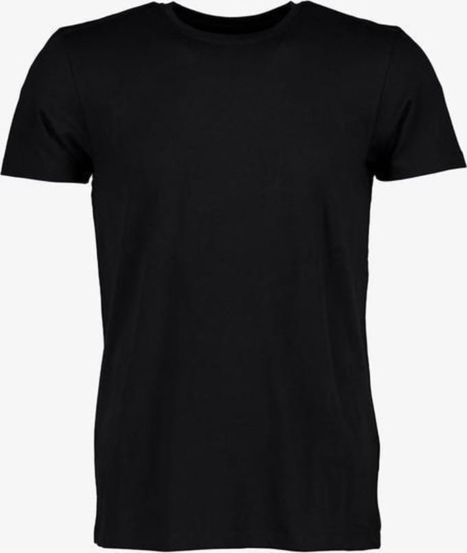 Unsigned heren T-shirt zwart katoen ronde hals - Maat S