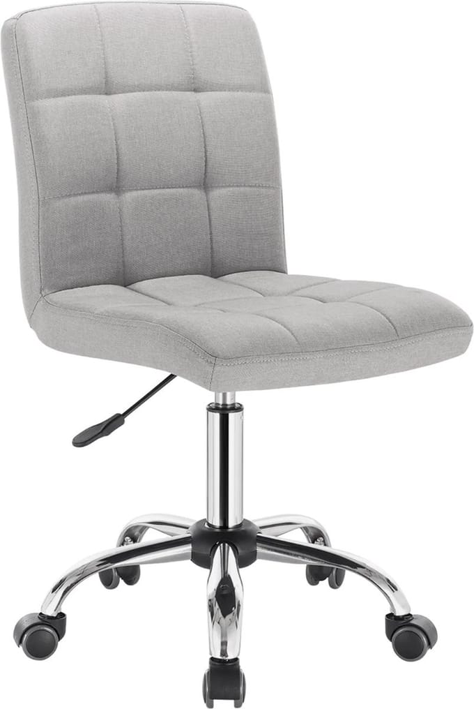 Werkkruk - Grijs Stof - Verstelbaar - Ergonomisch - Op Wieltjes