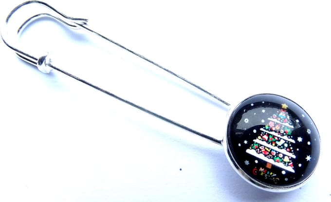2 Love it Kerstboom - Sjaalspeld - Vestsluiting - Diameter 20 mm - Lengte: 8 cm