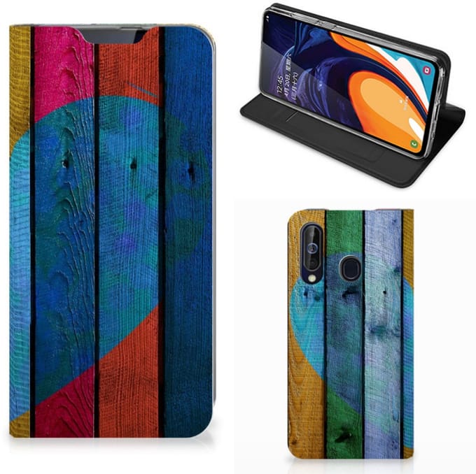 Samsung Galaxy A60 Book Wallet Case Wood Heart - Cadeau voor je Vriend