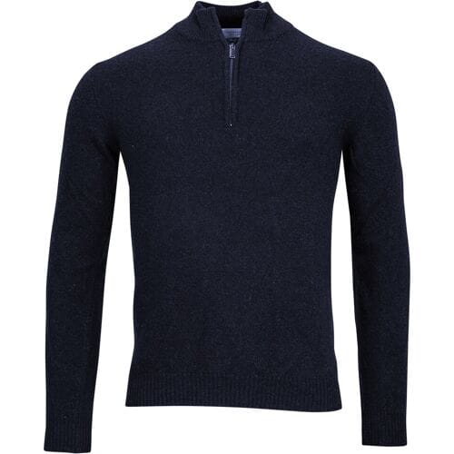Thomas Maine Trui Half Zip Single Knit Merino Cashmere Navy / male