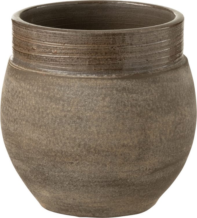 J-Line bloempot Gio - keramiek - bruin - extra small - 2 stuks - Ø 15 cm