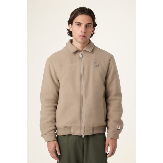FILA Como Regular Felted Varsity Jacket Weathered Teak Taglia: S | Bomber Outlet | Uomo