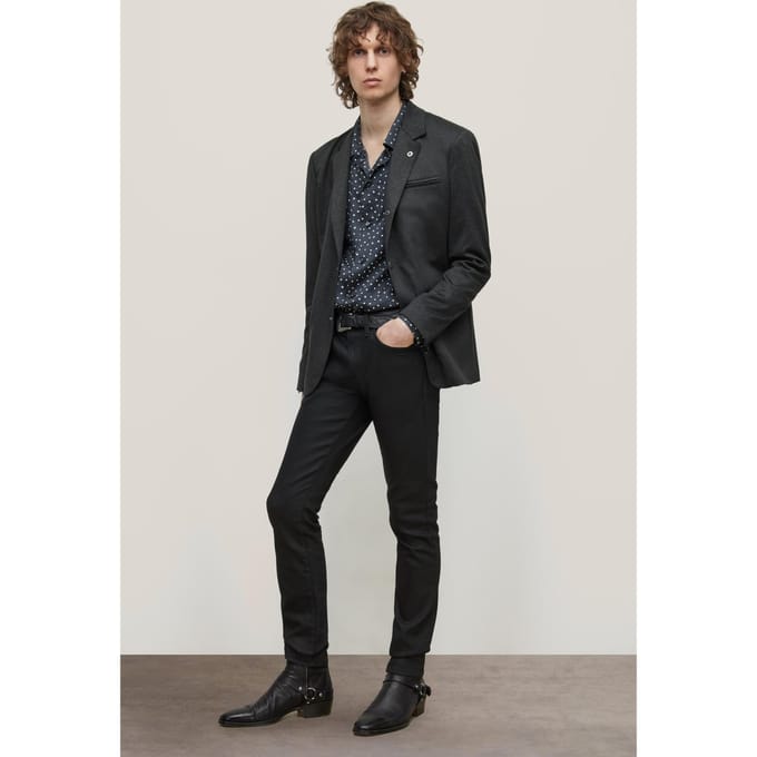 John Varvatos Bryson Snap + Zipper Deta Charcoal Größe: 48 | Blazer Outlet | Herren | Schwarz