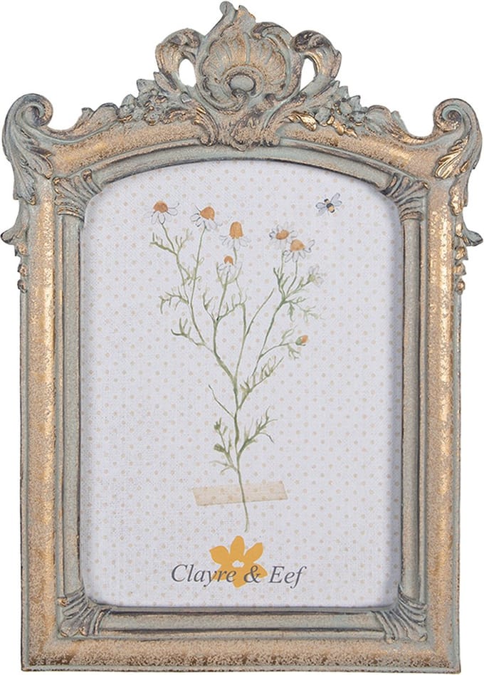 Clayre & Eef Fotolijst 13x18 cm Grijs Goudkleurig Polyresin