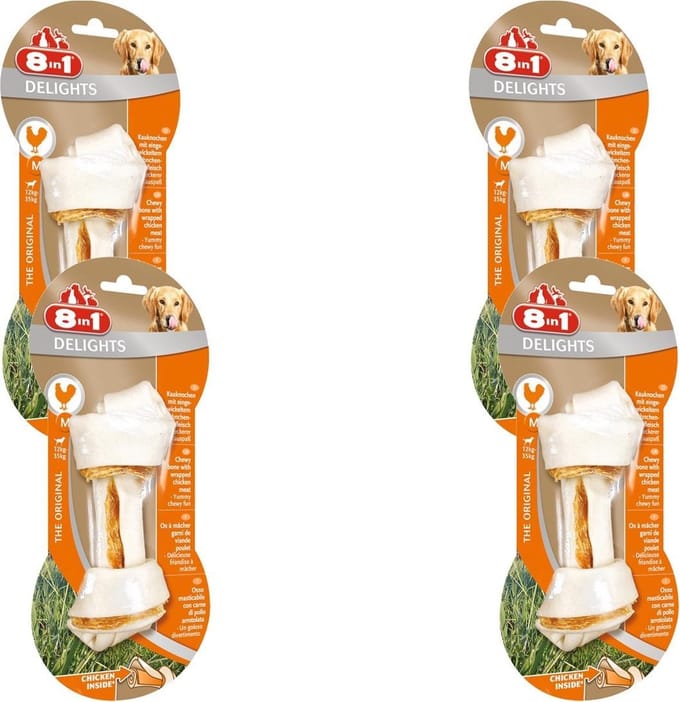8in1 Delights Kauwknook Kip - Hondensnacks - 4 x Medium