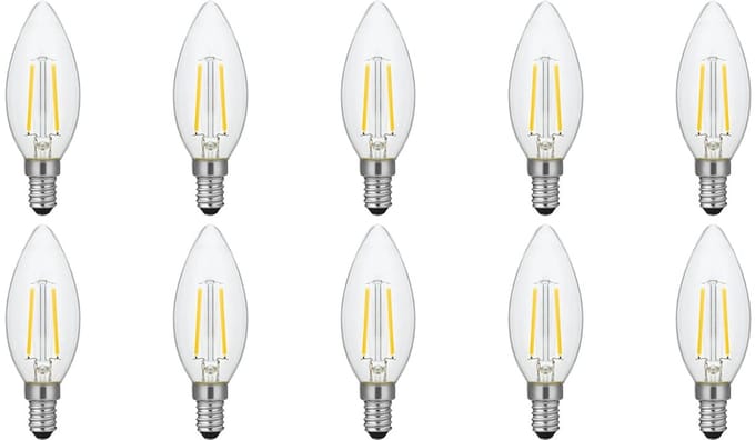 SPL E14 LED Lamp 2W Dimbaar - CRI 93 - Extra Warm Wit - 2500K - LED Filament Kaars C35 - Vervangt 16W - 10 Stuks