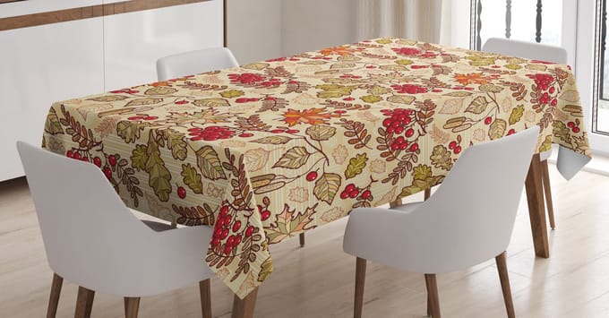 ABAKUHAUS Rowan Tafelkleed – 140x200 cm – Beige/Groen/Rood – Wasbaar