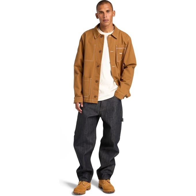 Timberland Unisex Chore Canvas Jacket Dark Brown Größe: S | Overshirts Outlet | Unisex | Braun