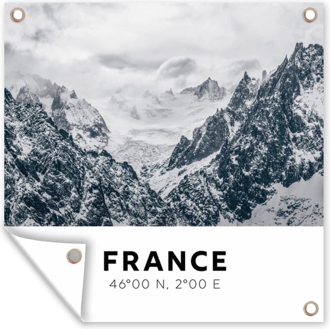 Tuindoek Frankrijk - Alpen - Sneeuw - 100x100 cm