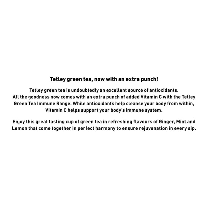 Tetley Gember Munt & Citroen Groene Thee 50 Theezakjes 100% Plasticvrij Immuunversterkend Drankje beige