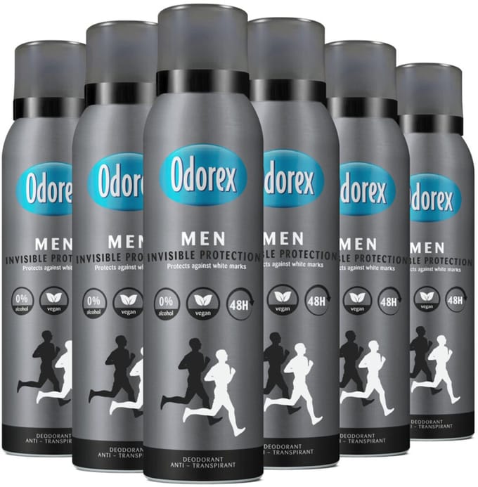 Odorex - Deodorant Spray For Men Invisible Protection - 6 x 150 ml - Voordeelverpakking