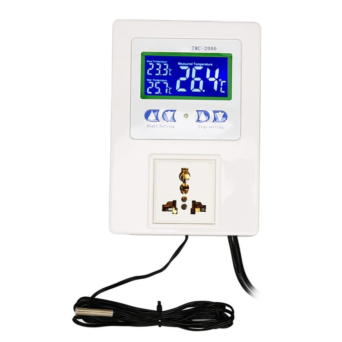 Digitale Temperatuurregelaar LCD-Display Verwarmen Koelen Thermostaatregelaar voor Reptiel EU Plug white