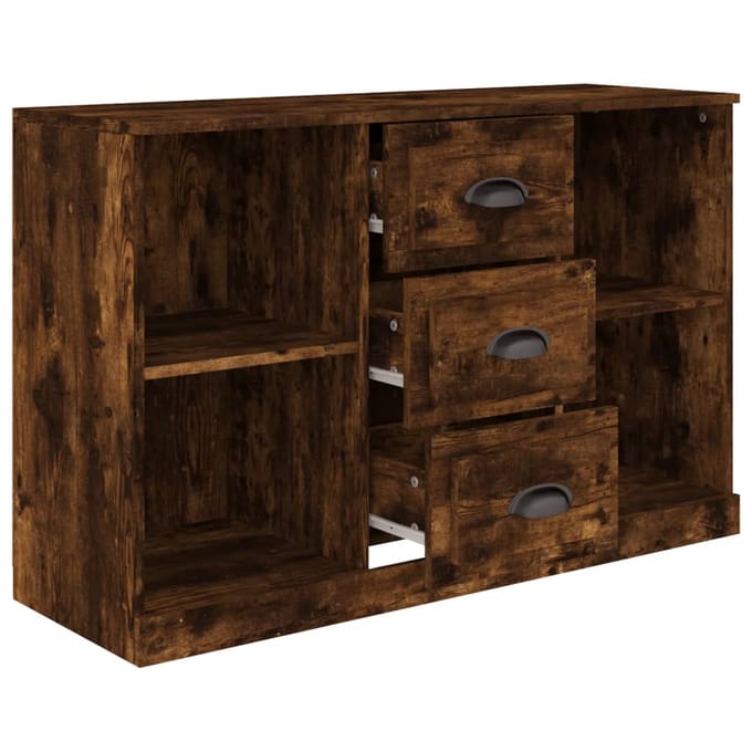 vidaXL - Dressoir - 104,5x35,5x67,5 - cm - bewerkt - hout - gerookt - eikenkleurig