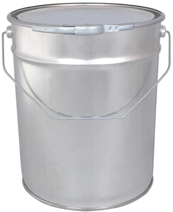 Leeg Verfblik 10 liter + Deksel Hengsel & Spanring - Blank