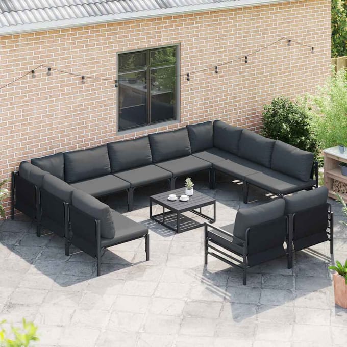 vidaXL - Tuinbank - Set - 11 - st - Zwart - Staal