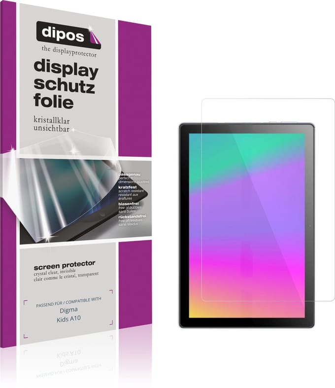 dipos – 2x Beschermfolie geschikt voor Digma Kids A10 | Krasbestendige & heldere Screenprotector Ultra-Thin