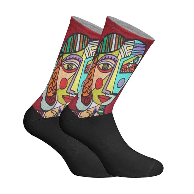Lange uniseks sokken met elastische print
