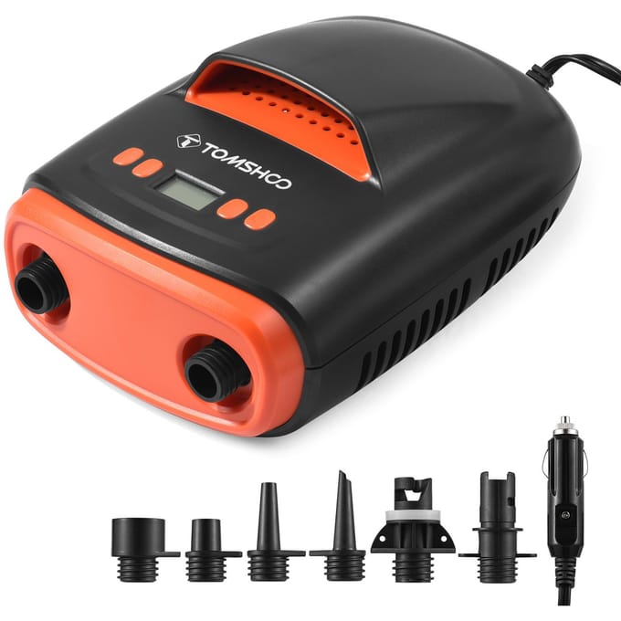 TOMSHOO – pompe à Air électrique numérique SUP, 110W, 12 volts, 22psi, gonfleur d'air rapide haute pression avec écran LCD orange