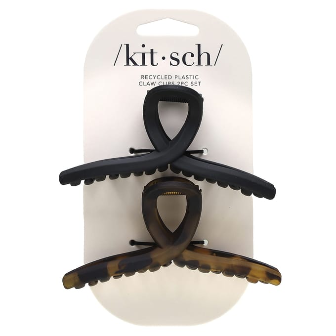 Kitsch, Pinces Crabe en Plastique Recyclé, Noir & Véritable, 2 Pièces black