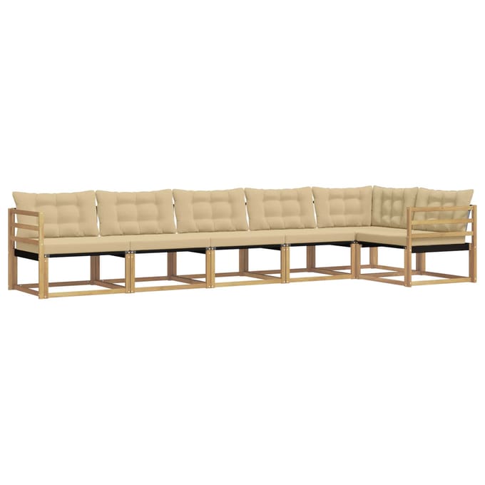 vidaXL - Buiten - bank - set - 6 - st - Wit - en - Beige