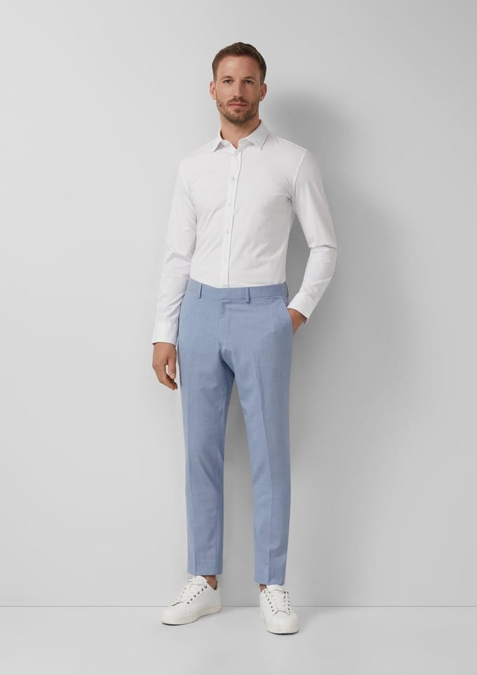 s.Oliver - male - s.O PURE: Pantalon met een fijn geweven structuur