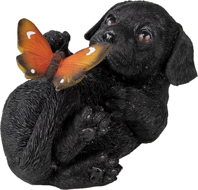 Clayre & Eef Beeld Hond 14x9x10 cm Zwart Polyresin
