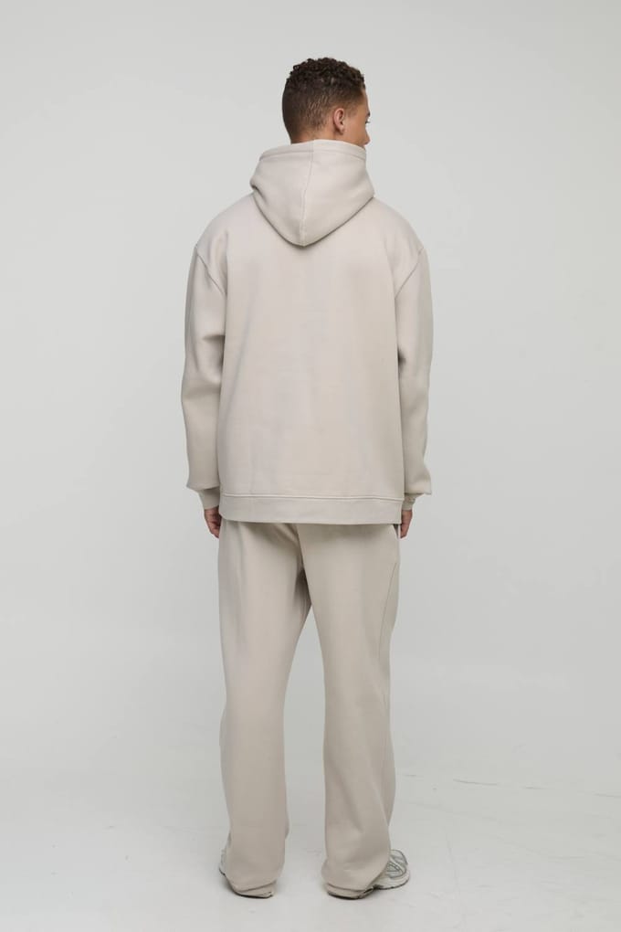 Lange Basic Jogger met rechte pijpen | Stone | Size Medium