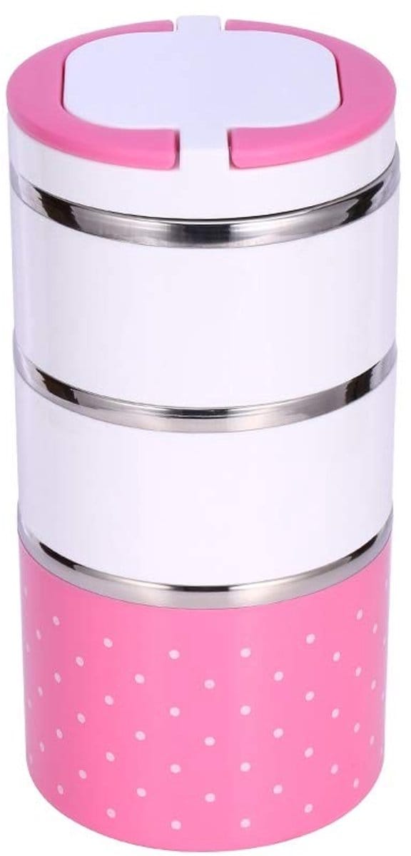 Dailygoods- Broodtrommel Geïsoleerd 1200 ml - Stapelbare Lunchbox - Voedselopslagcontainer - Draagbaar - Hittebescherming 1-3 uur - Roze