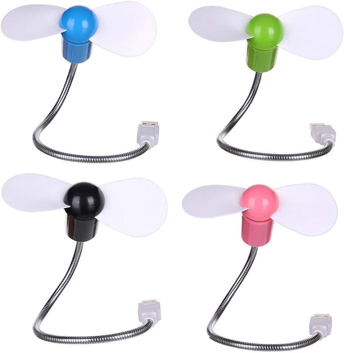 Set van 4 mini-USB-ventilatoren, draagbare en flexibele koelventilatoren voor desktop-pc's