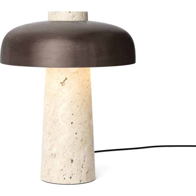Audo Copenhagen Audo LED tafellamp Reverse, brons, travertin, hoogte 30 cm