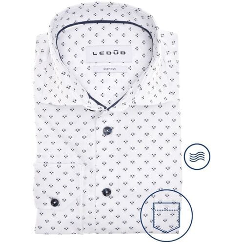 Ledûb Overhemd White Canvas Graphic Shirt Wit-Blauw / male