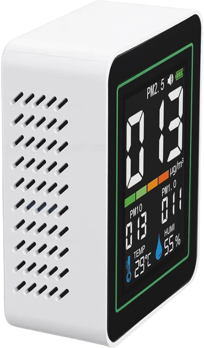 Luchtkwaliteitsmeter - Luchtmonitor - Binnenlucht Meten - 5-in-1 Sensor - Draagbaar LCD