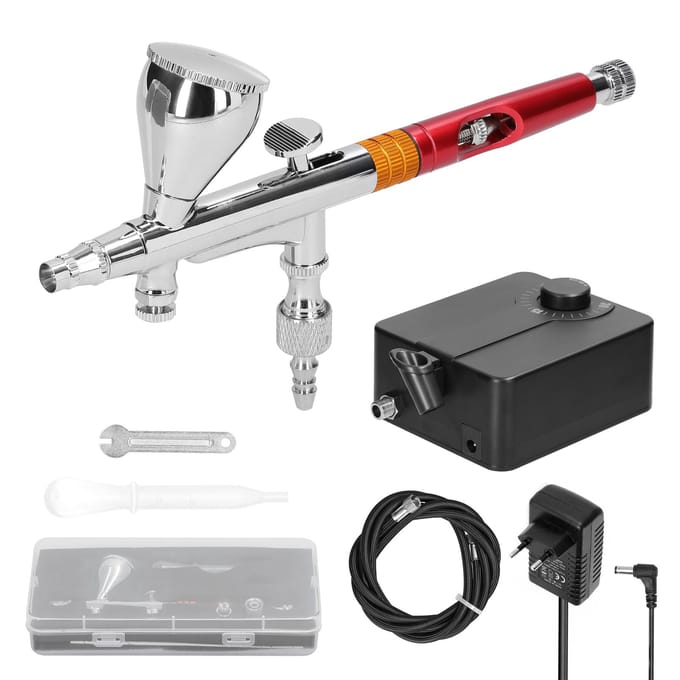 Multifunctionele Professionele T218 0.3mm Airbrush Max 30PSI Luchtpompset voor Modelbouw DIY Kunst EU Plug