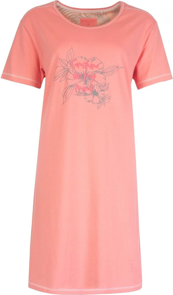 Irresistible Dames Nachthemd - Slaapkleed - Katoen - Roze - Maat S