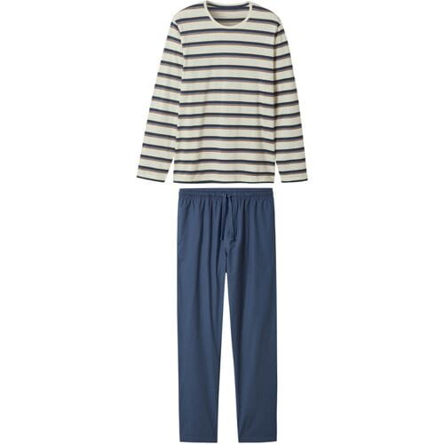 ESMARA MEN Heren pyjama (Gestreept/wit/donkerblauw, L)