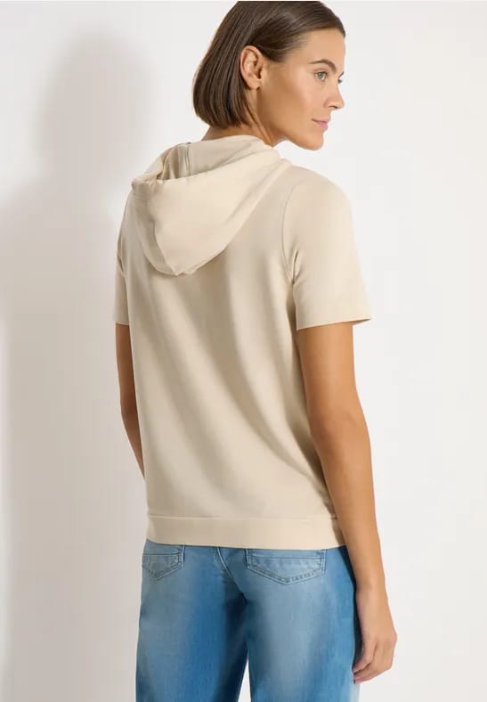 Shirt met korte mouwen, capuchon en tekst