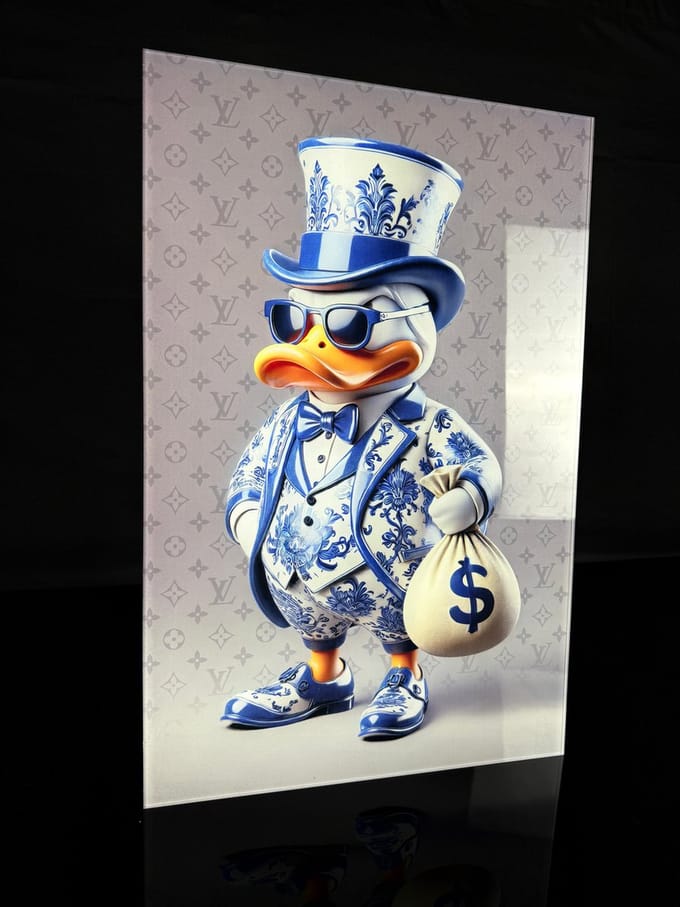 Donald Duck schilderij op plexiglas 50x80cm